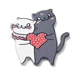 Valentine's Day Theme Acrylic Pendant, Cat, Slate Gray, 39.7x37x2.5mm, Hole: 1.6mm