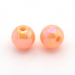 UV Plating Acrylic Round Beads, PeachPuff, 8mm, Hole: 2mm, about 1667pcs/500g