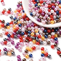 Abalorios de acrílico de la perla de imitación, ningún agujero, redondo, color mezclado, 4mm, aproximamente 10000 unidades / bolsa
