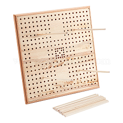 Chgcraft 1pc gehäkelte Blockierbretter aus Holz, Strickmaschine, mit 20 Stück runden Holzstäbchen, rauchig, Board: 33x32.5x1.75cm, Bohrung: 6 mm, Stöcke: 15x0.6cm
