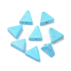 Perles de turquoise naturelle, teinte, triangle, 14~16x16~17x6mm, Trou: 1.2mm