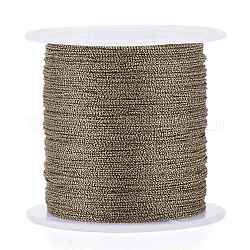Полиэфирная плетеная металлическая нить, для изготовления и вышивки плетеных браслетов своими руками, кофе, 0.4 мм, 6-слойные, около 54.68 ярда (50 м) / рулон