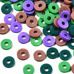 Manuell Polymer Ton Perlen, heishi Perlen, für DIY Schmuck Bastelbedarf, Disc / Flachrund, Sienaerde, 6x1 mm, Bohrung: 2 mm, ca. 26000 Stk. / 1000 g