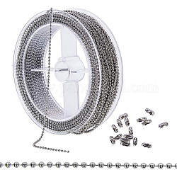 304 catene a sfera in acciaio inox, con bobina e connettori a catena in acciaio inossidabile, colore acciaio inossidabile, 1.5mm