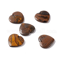 Naturels pendentifs tigre de fer, cœur, 28.5~30x29~31x5~5.5mm, Trou: 2~2.5mm