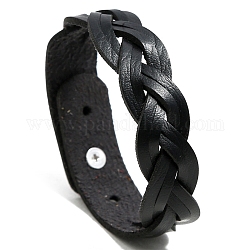 Kunstleder geflochtene Schnur Armbänder, mit Alu-Befund, Schwarz, 8-7/8 Zoll (22.5 cm)