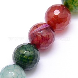 Filo di perline agata tondo naturale, tinto, sfaccettato, colore misto, 10mm, Foro: 1 mm, circa 38pcs/filo, 15.74 pollice