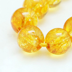Natural Quartz Crystal Beads Strands, Round, Dyed & Heated, Gold, 14mm, Hole: 2mm, about 14pcs/strand, 8 inch