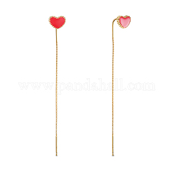 Boucles d'oreilles Shegrace 925 fil d'argent sterling, avec coeur en émail rouge, or, 70mm