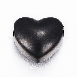 304 perline in acciaio inossidabile, cuore, elettroforesi nera, 9x10x5.5mm, Foro: 2 mm
