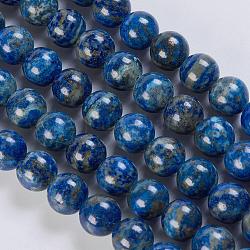 Abalorios de lapislázuli naturales hebras, redondo, 10mm, agujero: 1 mm, aproximamente 39 pcs / cadena, 15.5 pulgada
