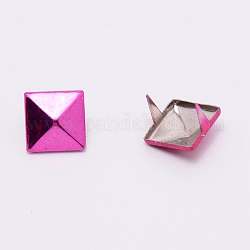 鉄のピラミッドリベット  DIYレザークラフト用装飾リベット  濃いピンク  12x12x4mm