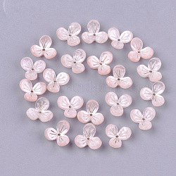 Capsules de perles d'acétate de cellulose (résine), 3 pétales, fleur, rose, 12x13x5.5~6mm, Trou: 1.2mm