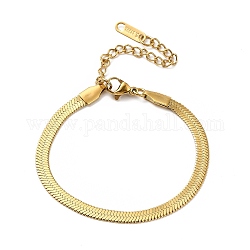 Ion Plating(IP) 304 Stainless Steel Herringbone Chain Bracelet for Men Women, Real 18K Gold Plated, Wide: 4, 6 inch(15.1cm)