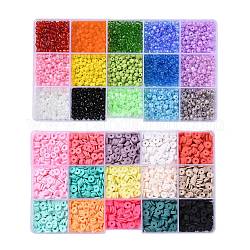 DIY Beads Jewelry Kits, Including Disc/Flat Round Handmade Polymer Clay Beads, Mixed Styles Glass Round Seed Beads, Mixed Color, 6x1mm, Hole: 2mm, 150g