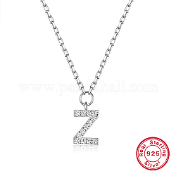 Rhodinierte 925-Sterlingsilber-Kabelketten-Anhänger-Halsketten für Damen, Brief z, 15.75 Zoll (40 cm)