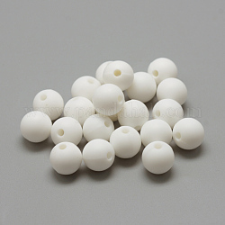 Perles de silicone écologiques de qualité alimentaire, ronde, blanc, 14~15mm, Trou: 2mm