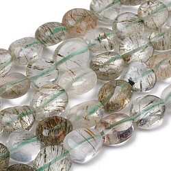 Chapelets de perles en quartz rutile vert naturel, pépites, pierre roulée, 8~10x8~9x5.5~6mm, Trou: 0.5mm, Environ 43 pcs/chapelet, 15.55 pouce (39.5 cm)