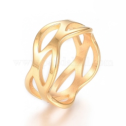 Ионное покрытие (ip) 304 кольцо на палец из нержавеющей стали, широкая полоса кольца, полый, золотые, Размер 5~8, 15~18 мм