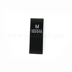 Etichette taglia abbigliamento in poliestere, etichette artigianali tessute (m), per cucire abiti, nero, 38x15x0.4mm, 500pcs/scatola
