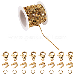 Pandahall diy набор для изготовления браслета-цепочки и ожерелья, включая 304 цепочку из нержавеющей стали, застежки и скобы, золотые, цепь: 5 м / комплект