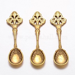 Tibetan Style Alloy Spoon Big Pendants, Kitchen Utensil Pendants, Lead Free and Cadmium Free, Antique Golden, about 58mm long, 15.5mm wide, 2mm thick