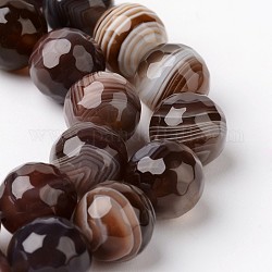 Chapelets de perle en agate naturelle du Botswana, facette, ronde, 10mm, Trou: 1mm, Environ 38 pcs/chapelet, 15 pouce