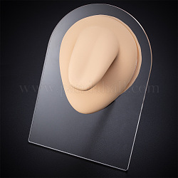 Soft Silicone Tongue Flexible Model Body Part Displays with Acrylic Stands, Jewelry Display Teaching Tools for Piercing Suture Acupuncture Practice, PeachPuff, Stand: 5.1x8x10.6cm, Silicone: 7.2x6x3.6cm