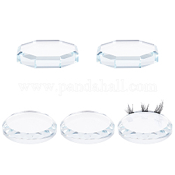 Fingerinspire K9 Glass Eyelash Extension Pads, Grafting Eyelashes Tools, Flat Round & Hexagon, Clear, 5pcs/set