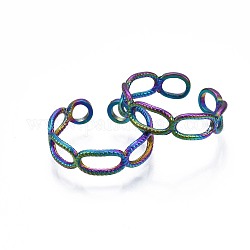 304 bracciale avvolgente ovale in acciaio inossidabile, anello aperto da donna color arcobaleno, misura degli stati uniti 7 1/2 (17.7mm)