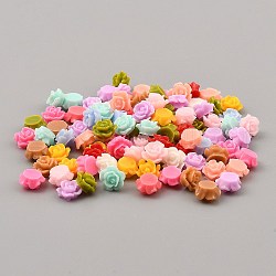 Непрозрачные кабошоны из смолы, цветок, разноцветные, 5.5x3 мм, около 100 шт / упаковка