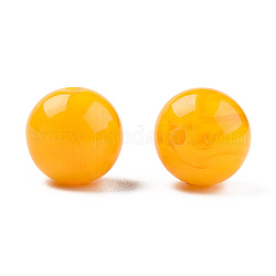Perles en résine, pierre d'imitation, ronde, orange, 12x11.5mm, Trou: 1.5~3mm