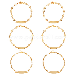 Unicraftale 3 pz 3 stile 304 braccialetti a maglie ovali in acciaio inossidabile da donna, braccialetti a forma di fungo, tondi piatti e a cuore, oro, 6-1/8~6-3/4 pollice (15.5~17 cm), 1pc / style