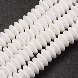 Chapelets de perle en pâte polymère manuel, plat rond, blanc crème, 8.5~9x3.5mm, Trou: 1.6mm, Environ 112 pcs/chapelet, 15.75 pouce ~ 16.14 pouces (40~41 cm)