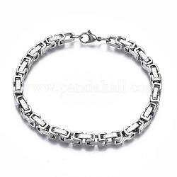 201 bracelet chaîne byzantine en acier inoxydable pour homme femme, couleur inoxydable, 8-1/2 pouce (21.5 cm)