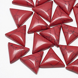Cabuchones de turquesa sintética, teñido, triángulo, rojo, 6.5~7x7.5x3mm
