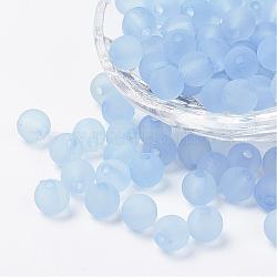 Transparente Acryl Perlen, Runde, matt, Licht Himmel blau, 14 mm, Bohrung: 2 mm, ca. 300 Stk. / 500 g