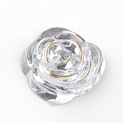 Acryl Cabochons, goldenen Metall umschlungen, Rose, Transparent, 15x14x5 mm