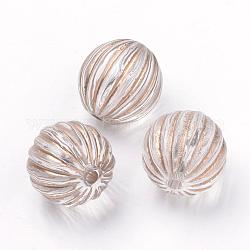 Perles acryliques transparentes, métal doré enlaça, rond ondulé, clair, 16mm, Trou: 2mm, environ 200 pcs/500 g