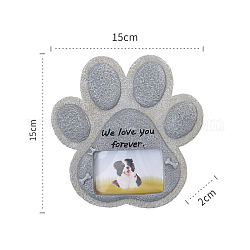 Resin Dog Tombstone Commemorate Photo Frame, for Tabletop Display Photo Frame, Word We Love You Forever, Paw Print, 20x150x150mm, Inner Diameter: 70x45x10mm