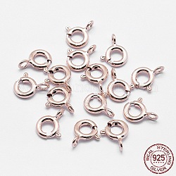 925 sterling silver spring ganci ad anello, trattare con galvanostegia, oro roso, 9x6x1.5mm, Foro: 3 mm