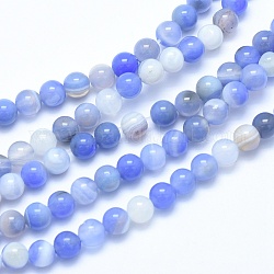 Los abalorios azules calcedonia hebras naturales, teñido, redondo, 10mm, agujero: 1.2 mm, aproximamente 38 pcs / cadena, 14.9 pulgada (38 cm)
