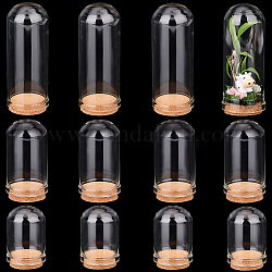 PH PandaHall 12pcs Glass Display Dome Cloche, 3 Size Glass Bell Jar with Cork Base Glass Bottles Dome Decorative Jars Display Case for Flower Storage Home Christmas Party Favor Decoration