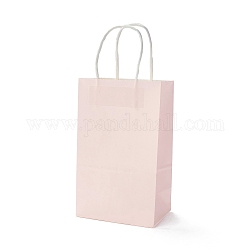 Rectangle Paper Bags, with Handles, for Gift Bags and Shopping Bags, Misty Rose, 21.5x13x7.9cm, Fold: 21.5x13x0.2cm
