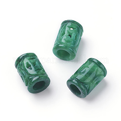 Natürliche myanmarische Jade / burmesische Jadeperlen, Großloch perlen, gefärbt, Kolumne, 14x10 mm, Bohrung: 5 mm