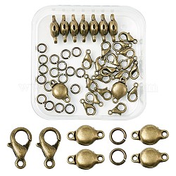 DIY Jewelry Findings, with Brass Magnetic Clasps, Alloy Lobster Claw Clasps and Brass Jump Rings, Antique Bronze, 10x6mm, Hole: 1mm