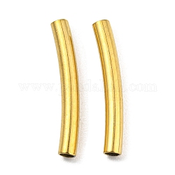 Perlas de tubo de 304 acero inoxidable, tubo curvado, dorado, 15x2mm, agujero: 1.4 mm