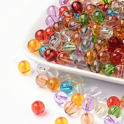 Perles en acrylique transparente, ronde, couleur mixte, environ 8 mm de diamètre, épaisseur de 2mm, Trou: 1.5mm, environ 2000 pcs/500 g