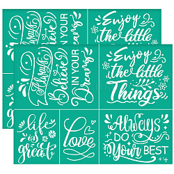 Self-Adhesive Silk Screen Printing Stencils, for Painting on Wood, DIY Decoration T-Shirt Fabric, Turquoise, Word, 220x280mm