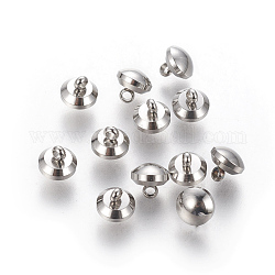201 botones de vástago de acero inoxidable, semicírculo, color acero inoxidable, 6x5.5mm, agujero: 1.5 mm
